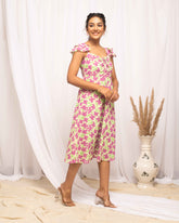 Multi Floral Print Western  Dress